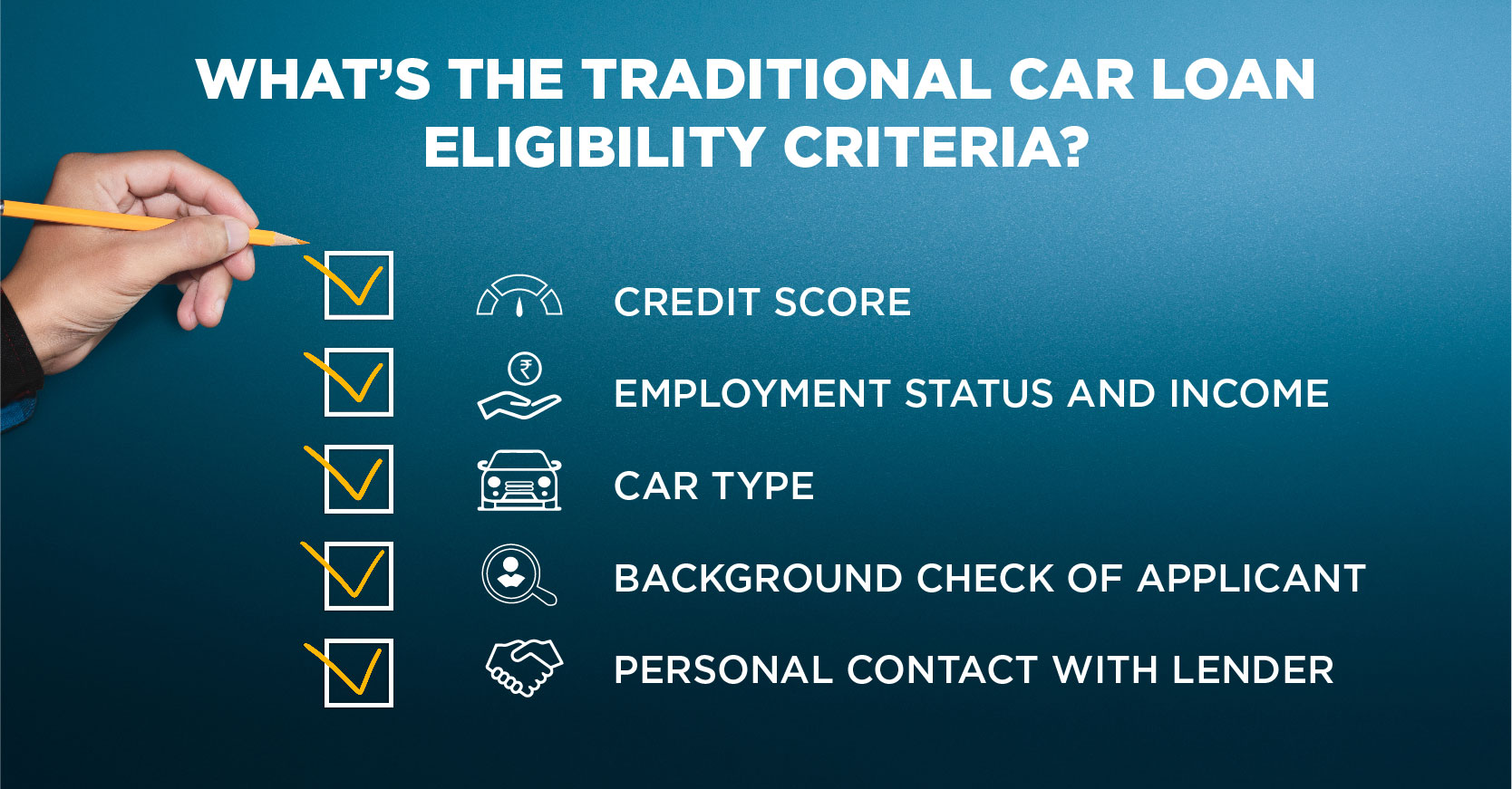 WHAT’S THE TRADITIONAL CAR LOAN ELIGIBILITY CRITERIA?